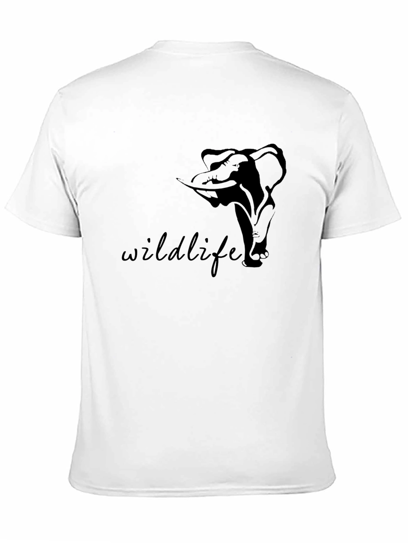 Black Wildlife Elephant Graphic Print Black T-Shirt view 11