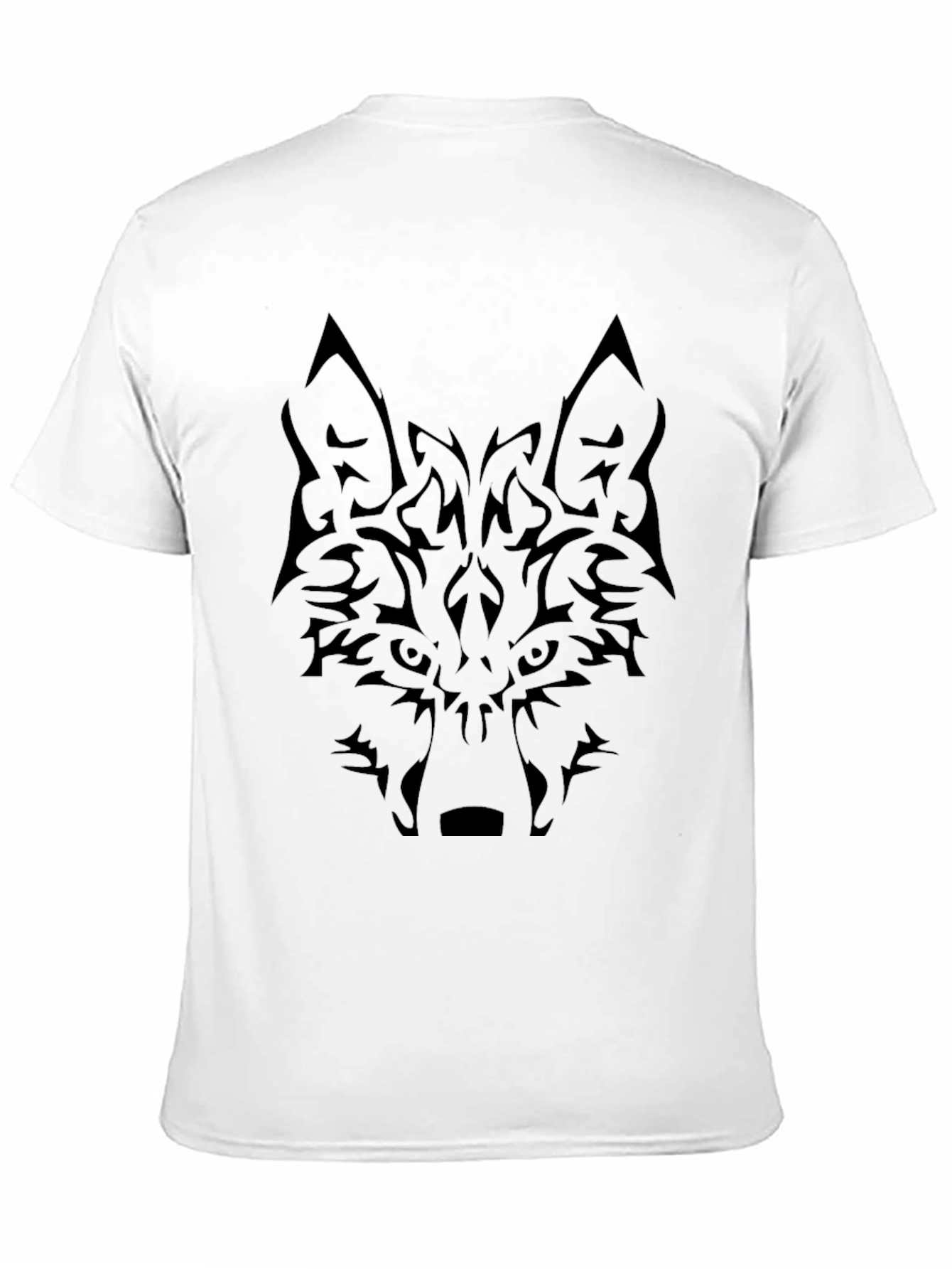 Black Tribal Wolf Graphic Tee - Black Cotton Blend Shirt view 11