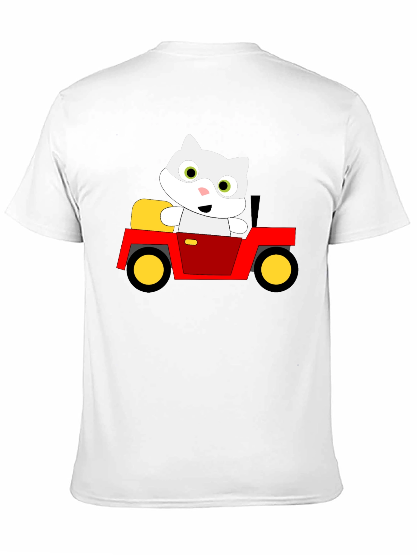 Black Cute Cartoon Cat in Car Graphic T-Shirt view 11