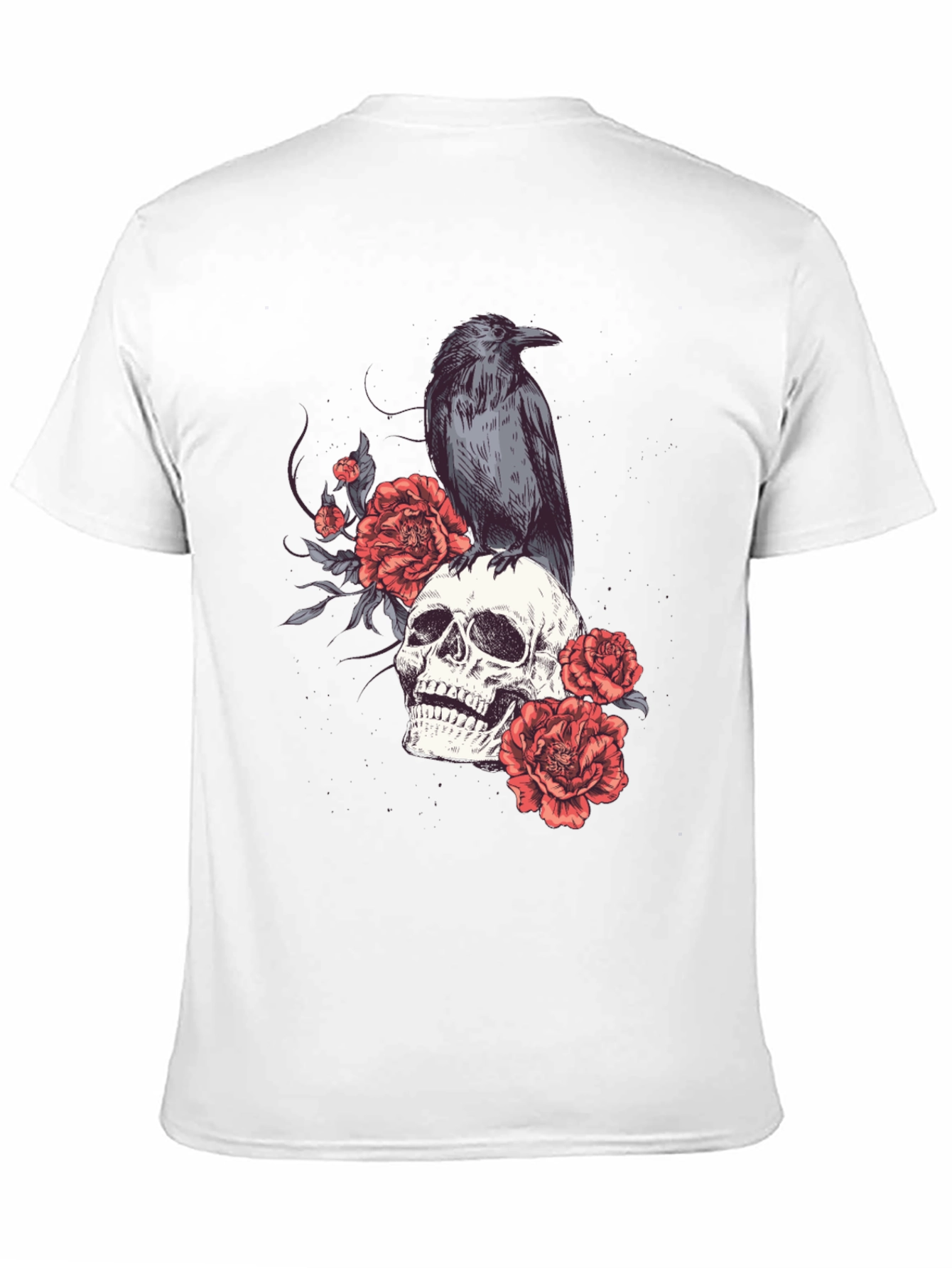 Black Skull & Raven Graphic Tee - Gothic Style view 11