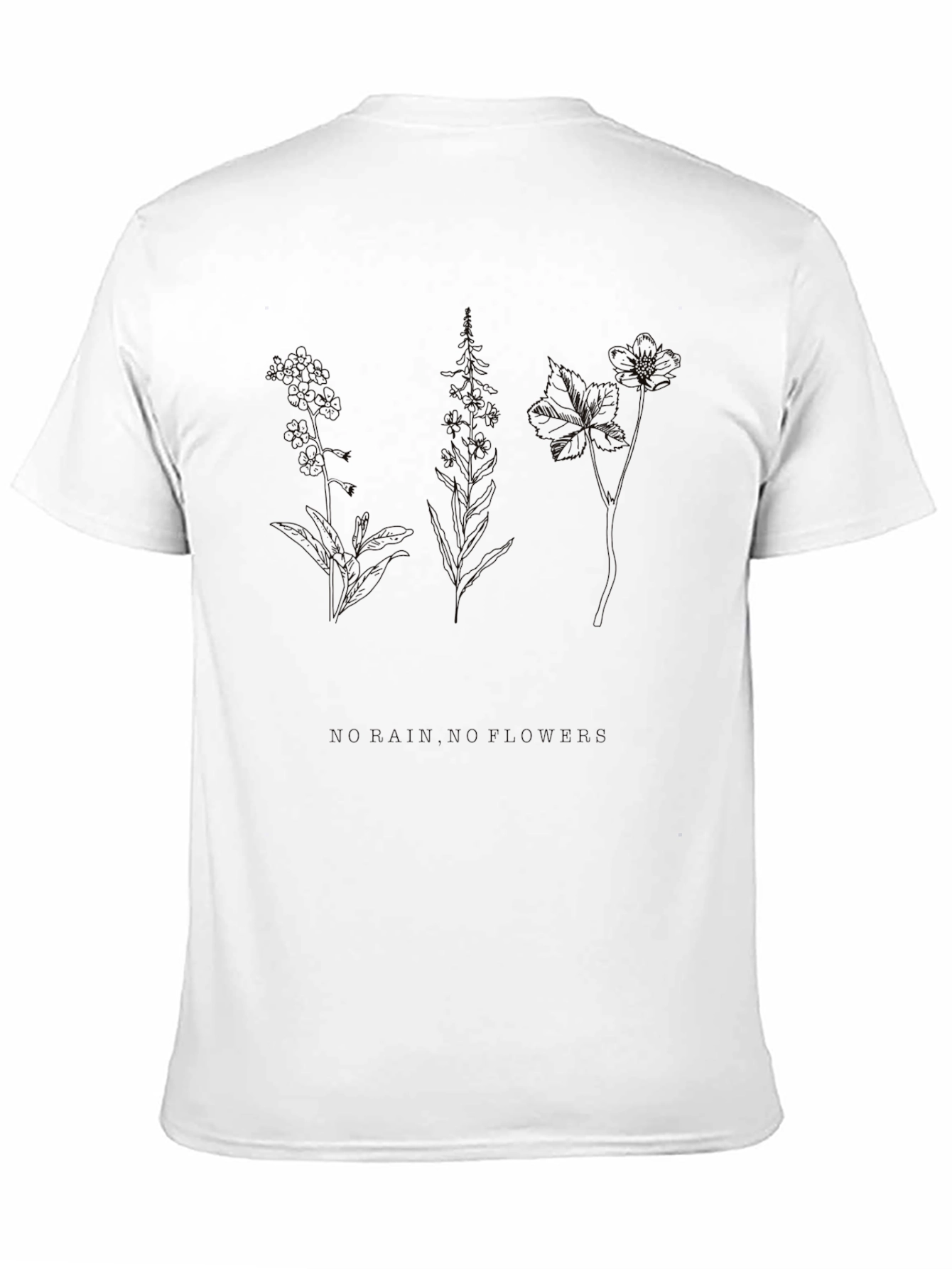 Black Botanical Line Art Black T-Shirt view 11