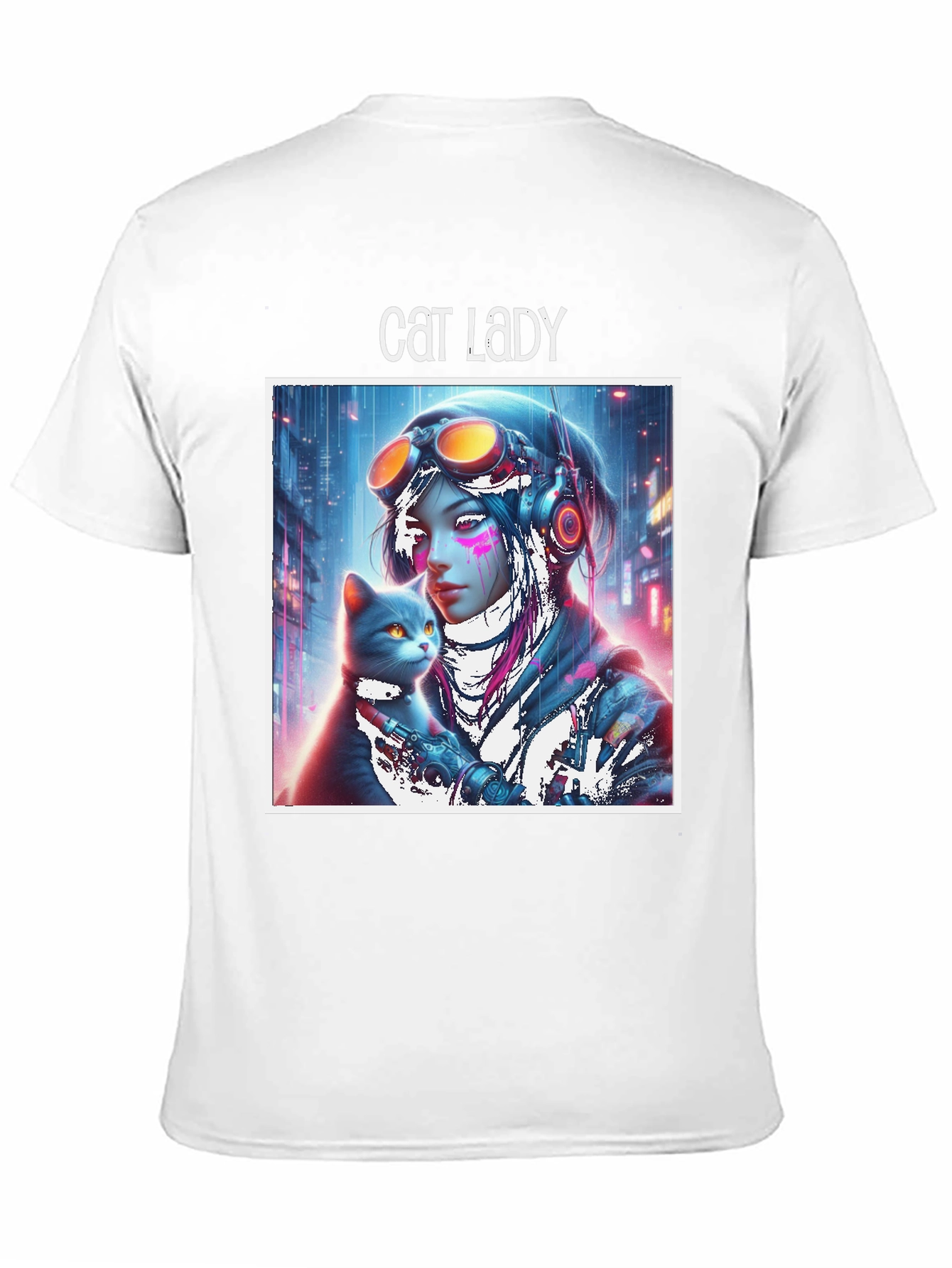 Black Cat Lady Graphic Tee - Sci-Fi Style, Soft Cotton view 11