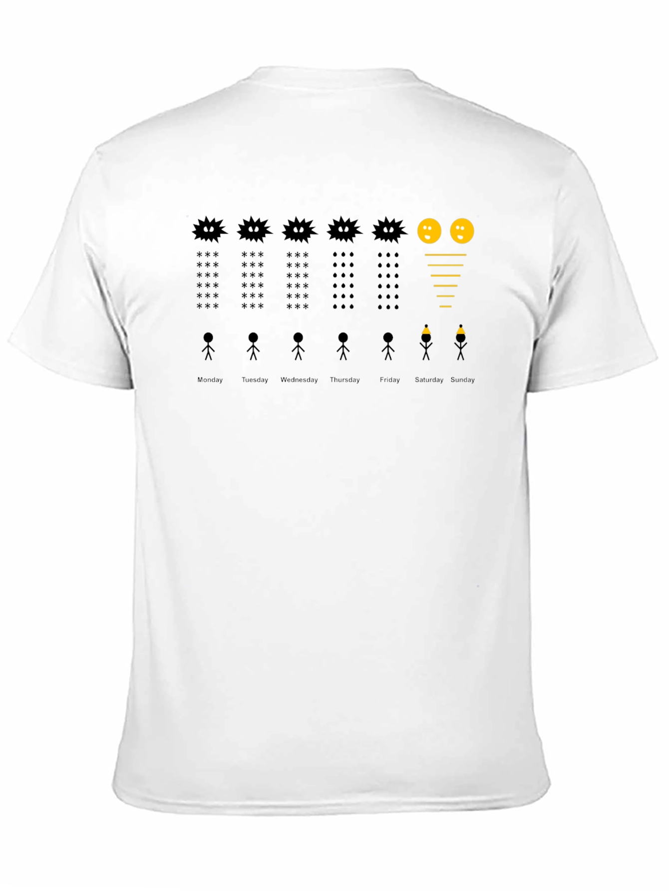 Black Work Week T-Shirt - Funny Stick Figure Design view 11