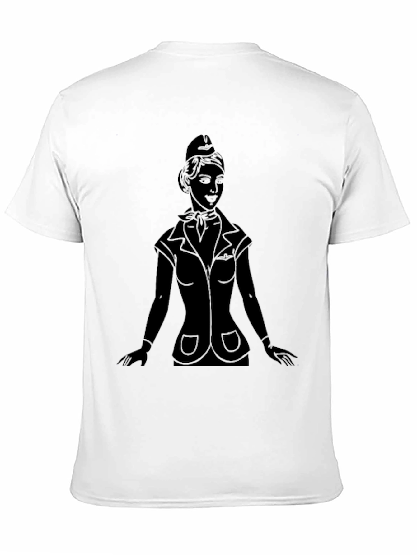 Black Retro Flight Attendant Graphic Tee - Black Unisex T-Shirt view 11