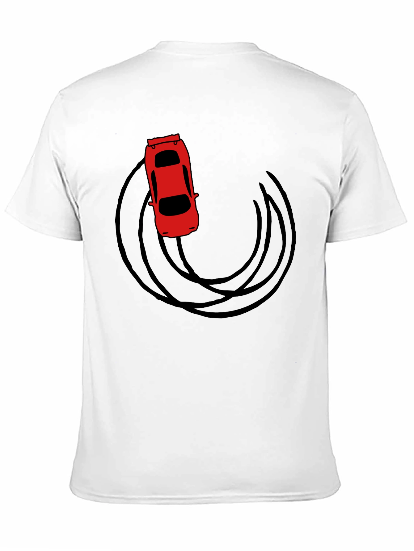 Black Red Car Drift Graphic T-Shirt - Black Cotton Tee view 11