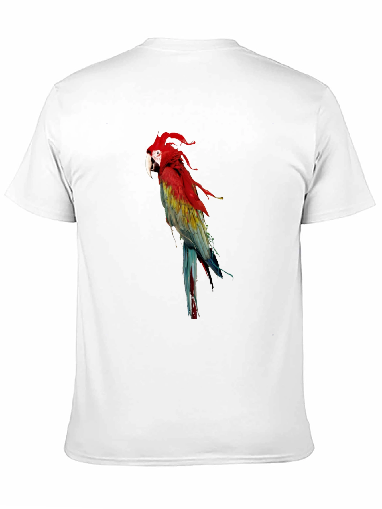 Black Parrot Graphic Tee - Vivid Bird Print T-Shirt view 11