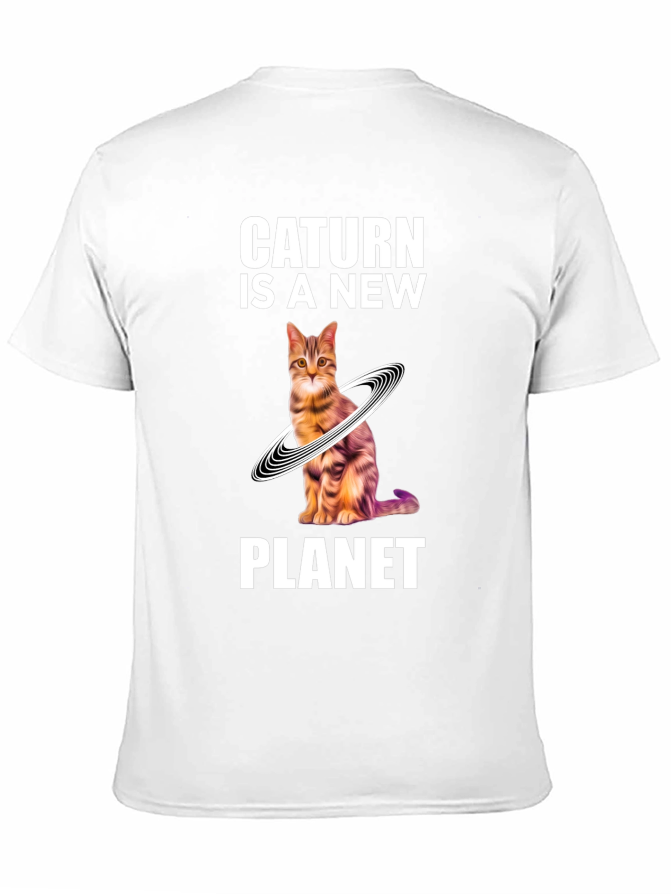 Black Caturn is a New Planet T-Shirt - Novelty Space Cat Tee view 11