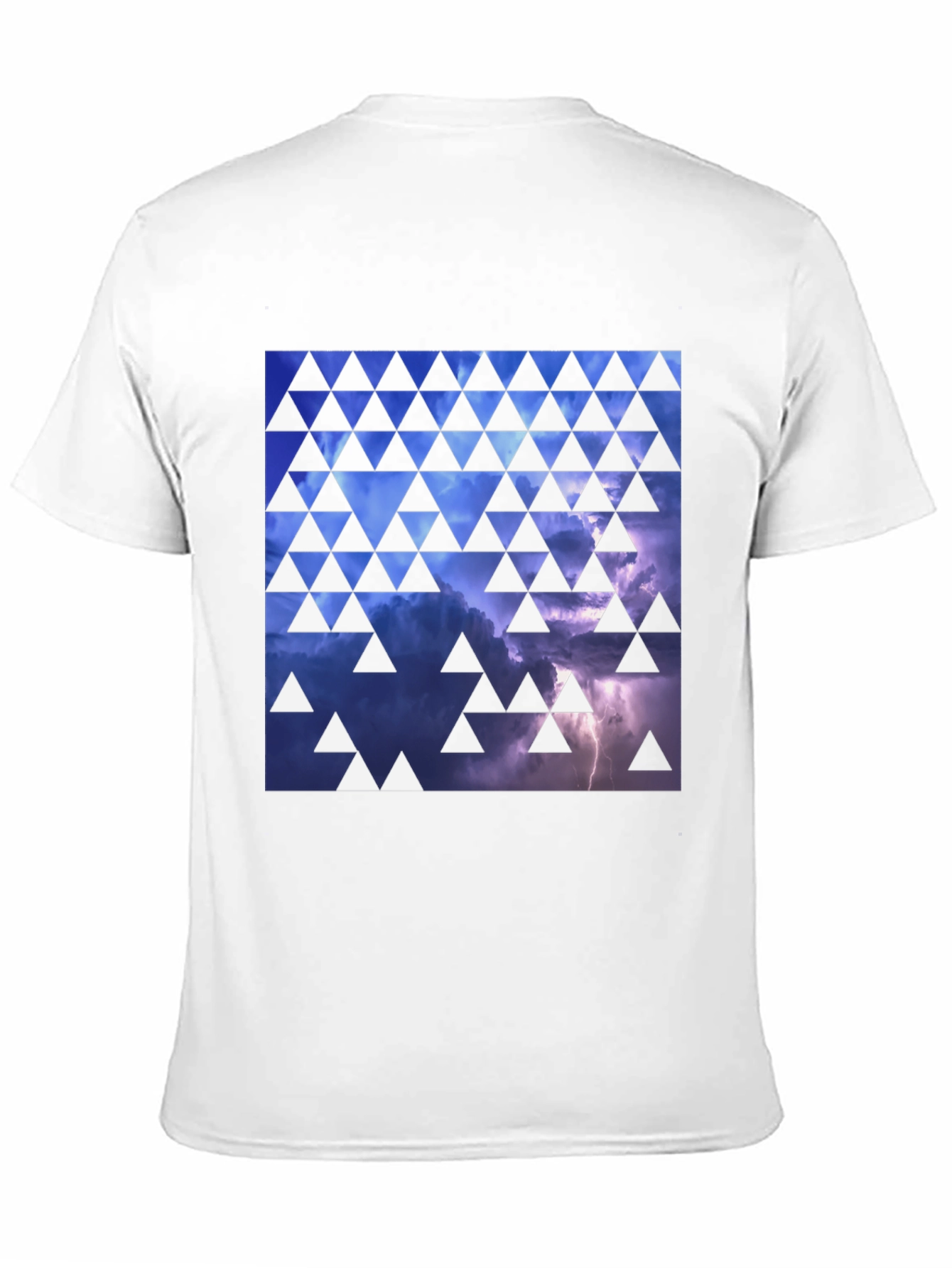 Black Stormy Sky Triangle Pattern Black T-Shirt view 11