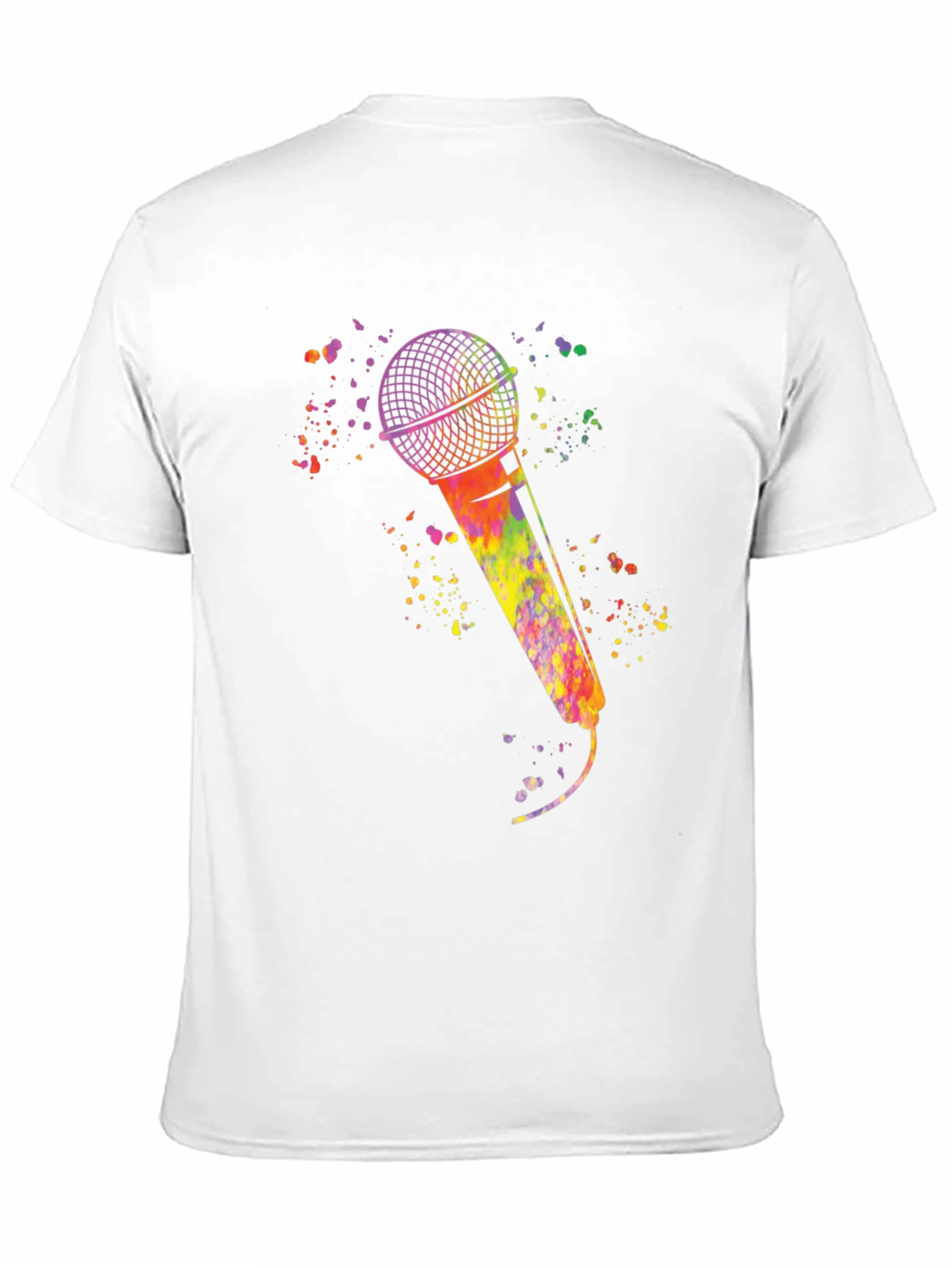 Black Watercolor Microphone Black T-Shirt view 11