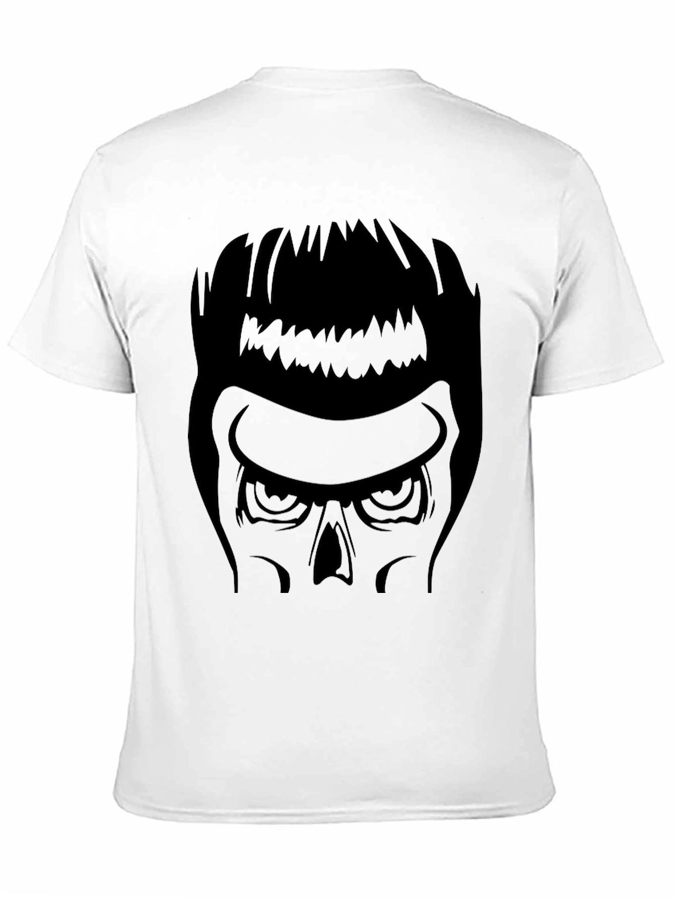 Black Skull Haired Men's Black Graphic Tee view 11