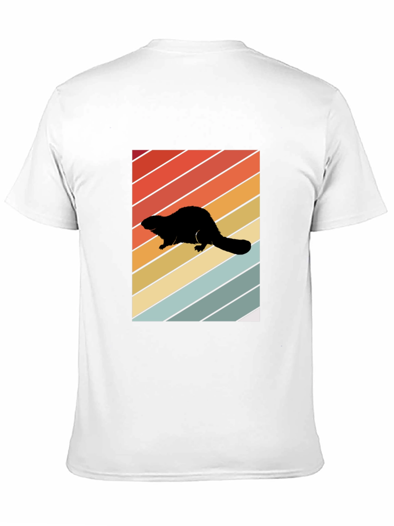 Black Retro Beaver Silhouette T-Shirt view 11