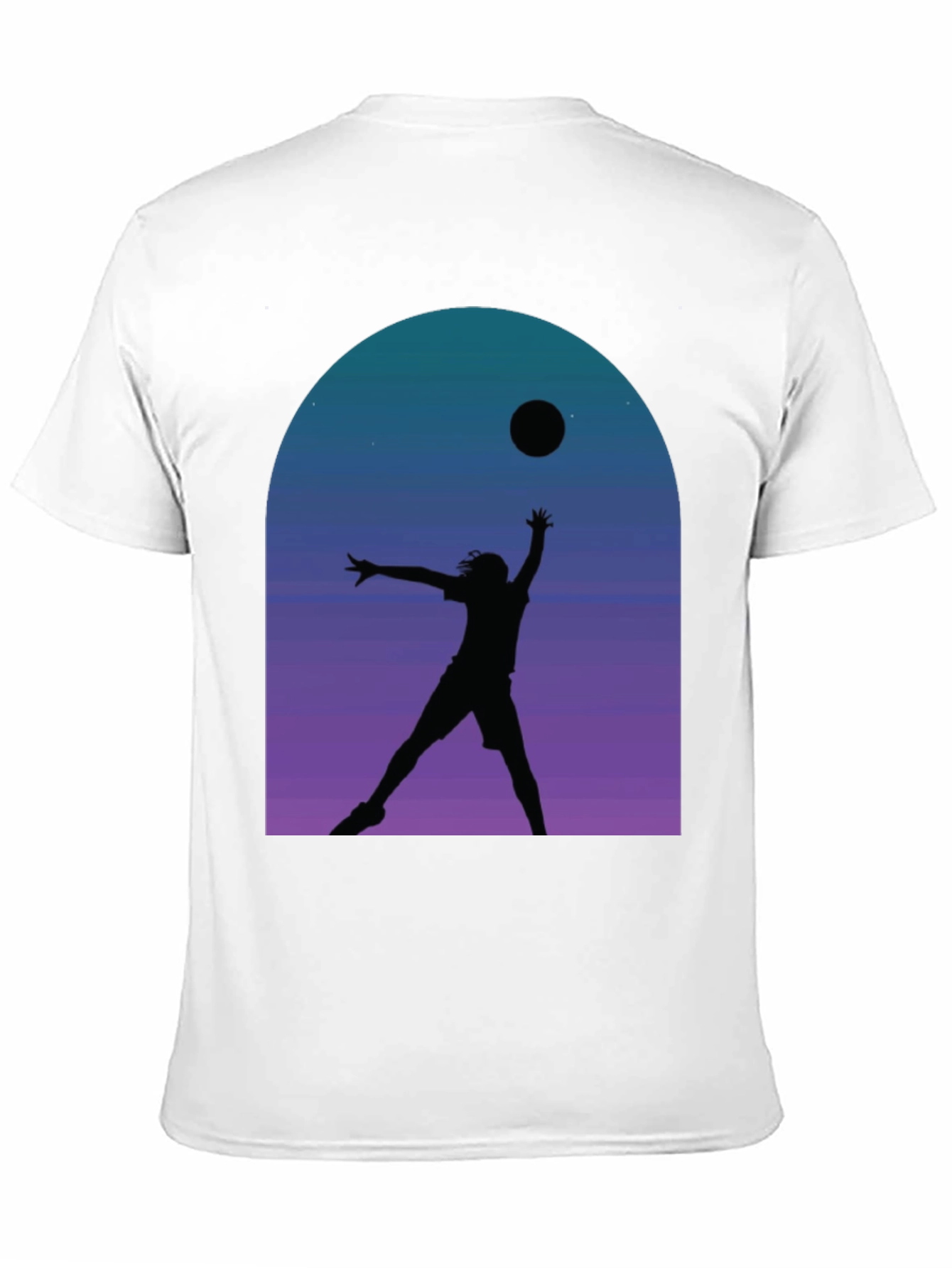 Black Silhouette Volleyball T-Shirt - Night Sky Graphic Tee view 11