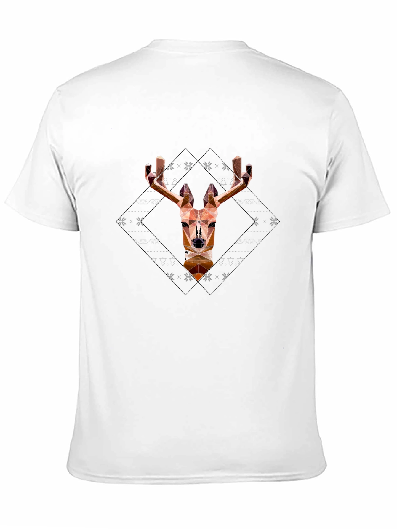 Black Geometric Deer Head Graphic Black T-Shirt view 11