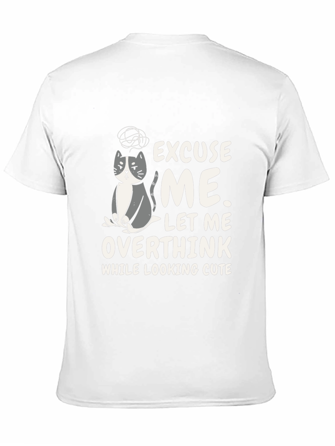 Black Overthinking Cat Graphic T-Shirt view 11
