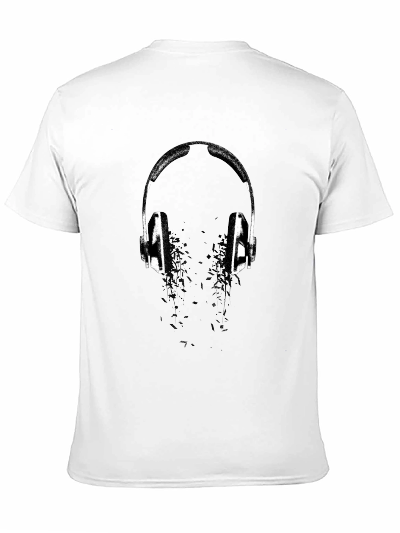 Black Headphones Graphic Tee - Black Cotton T-Shirt view 11