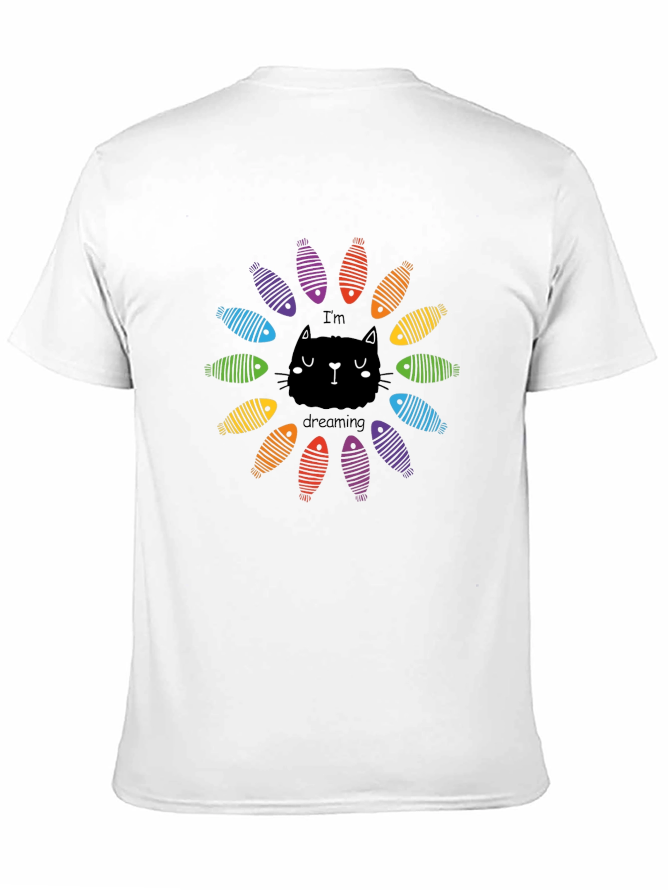 Black Dreaming Cat Graphic Tee - Black Unisex T-Shirt view 11