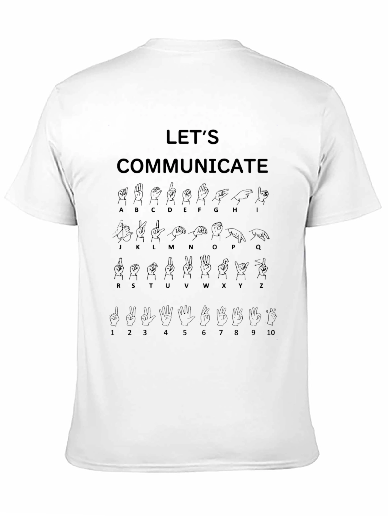 Black Let's Communicate Sign Language T-Shirt view 11