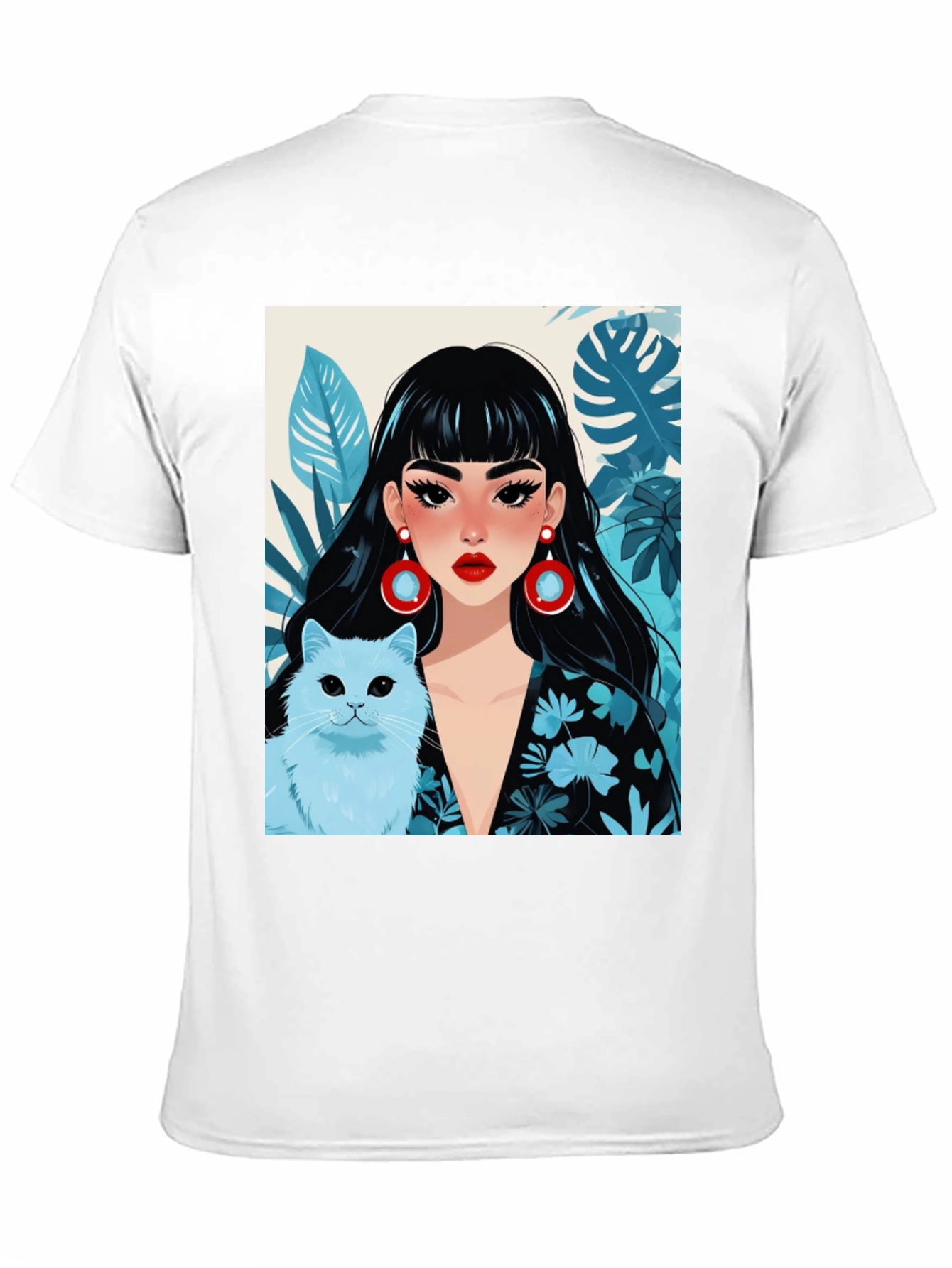 Black Trendy Graphic Tee - Woman & Cat view 11