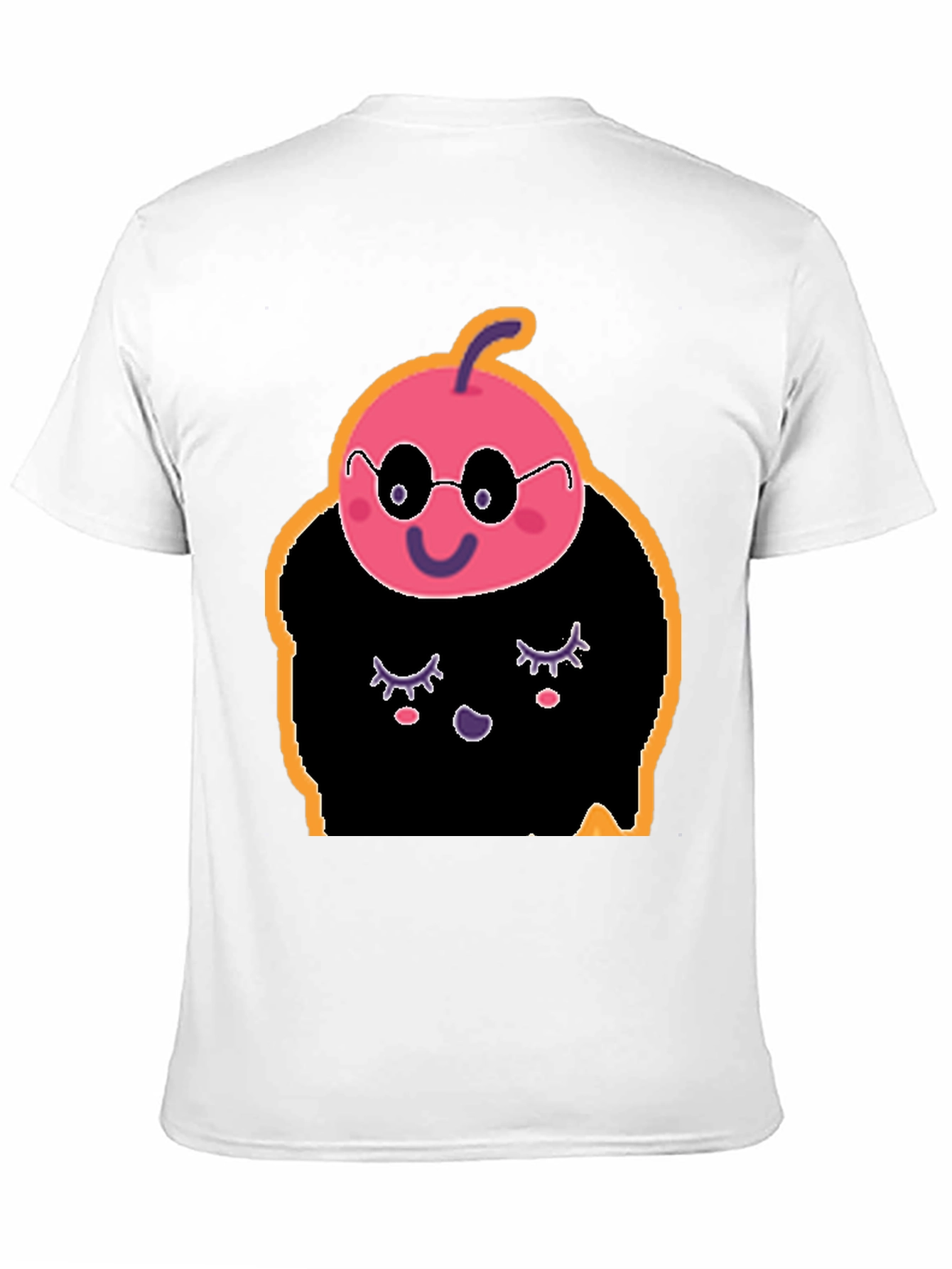 Black Whimsical Cartoon Character Black T-Shirt view 11