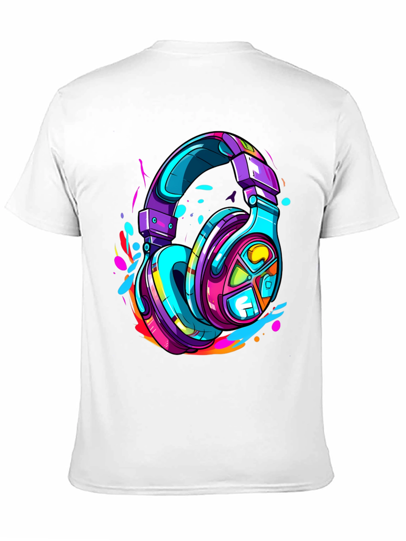 Black Vibrant Headphones Graphic Tee view 11