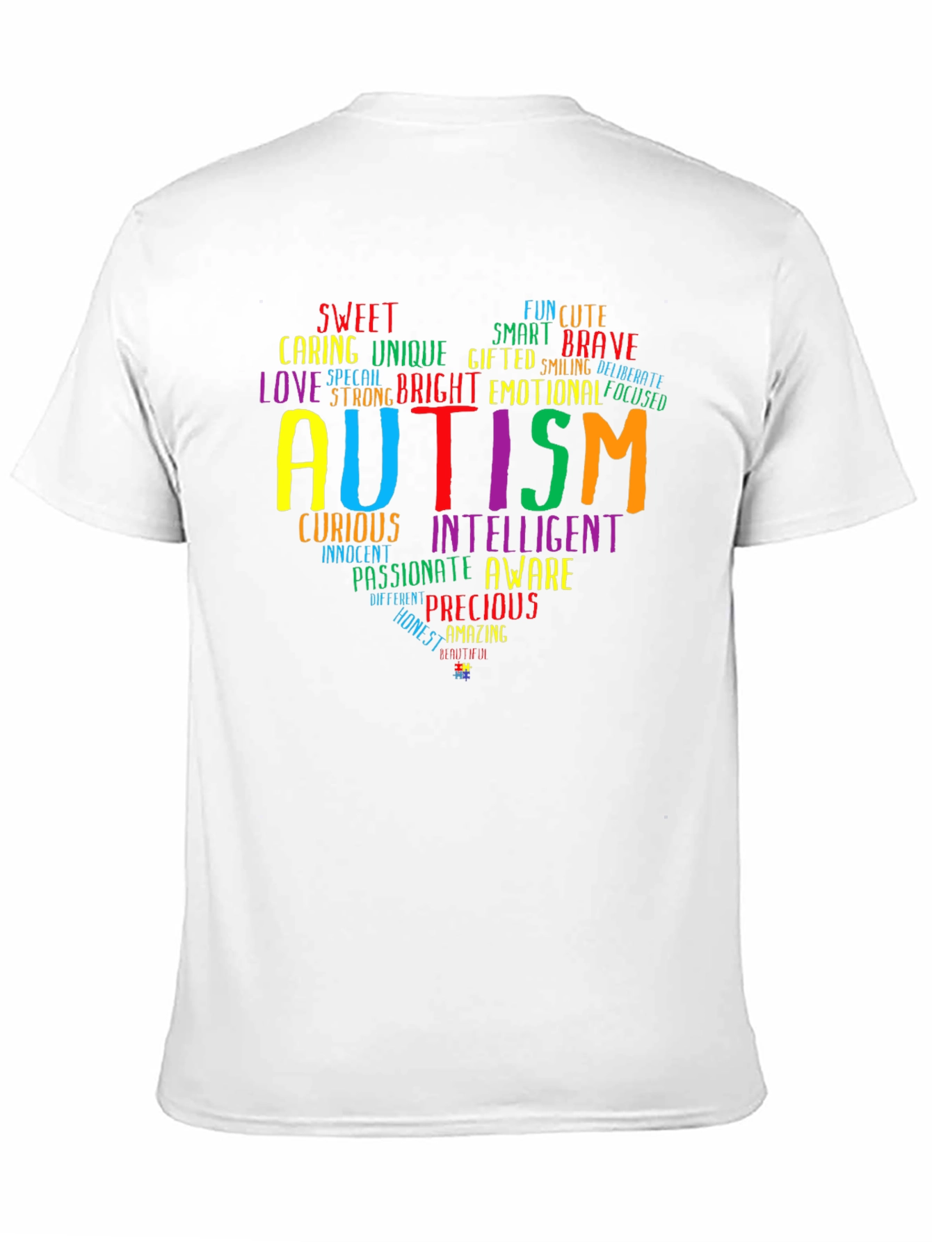 Black Autism Awareness Heart T-Shirt view 11