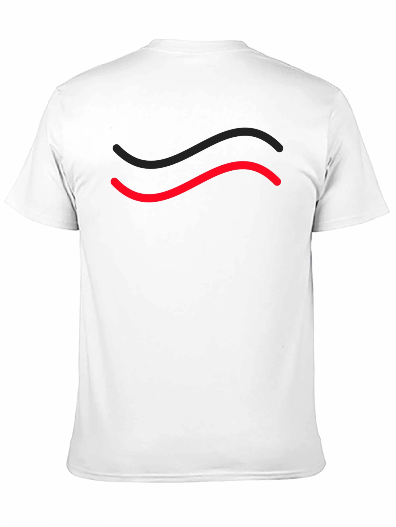 Black Men's Black T-Shirt with Red & Black Wave Design view 11
