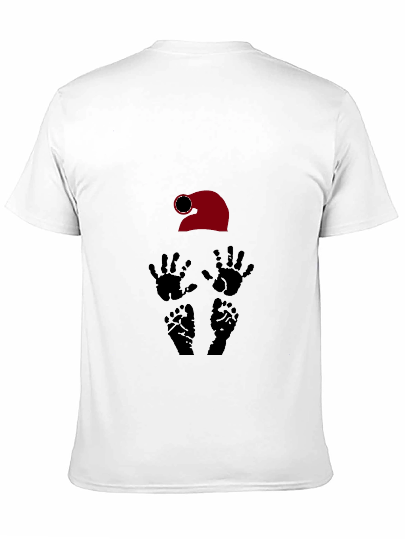 Black Novelty Graphic T-Shirt: Santa Hat, Hands, Feet Design view 11