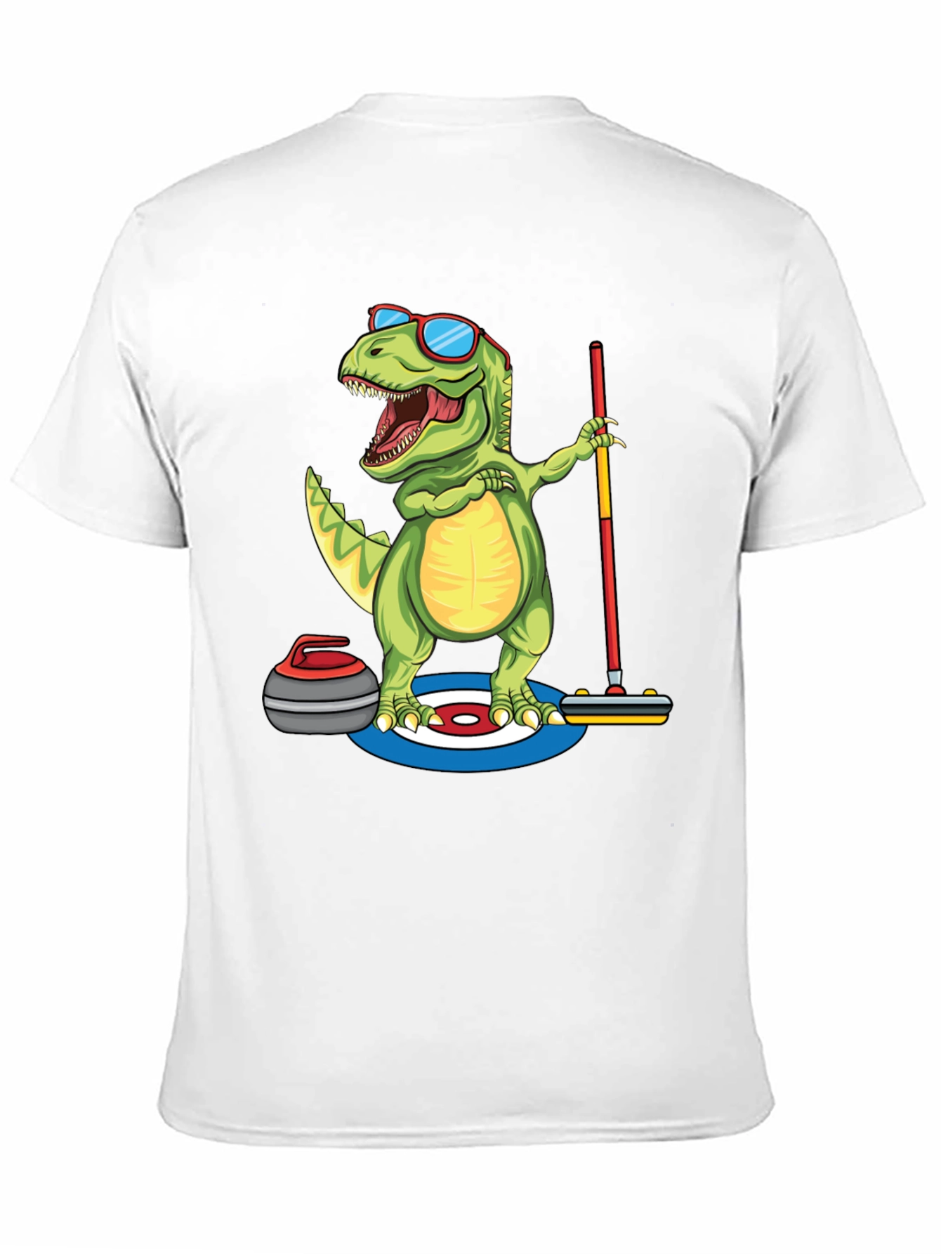 Black Dinosaur Curling T-Shirt - Funny Dino Design view 11