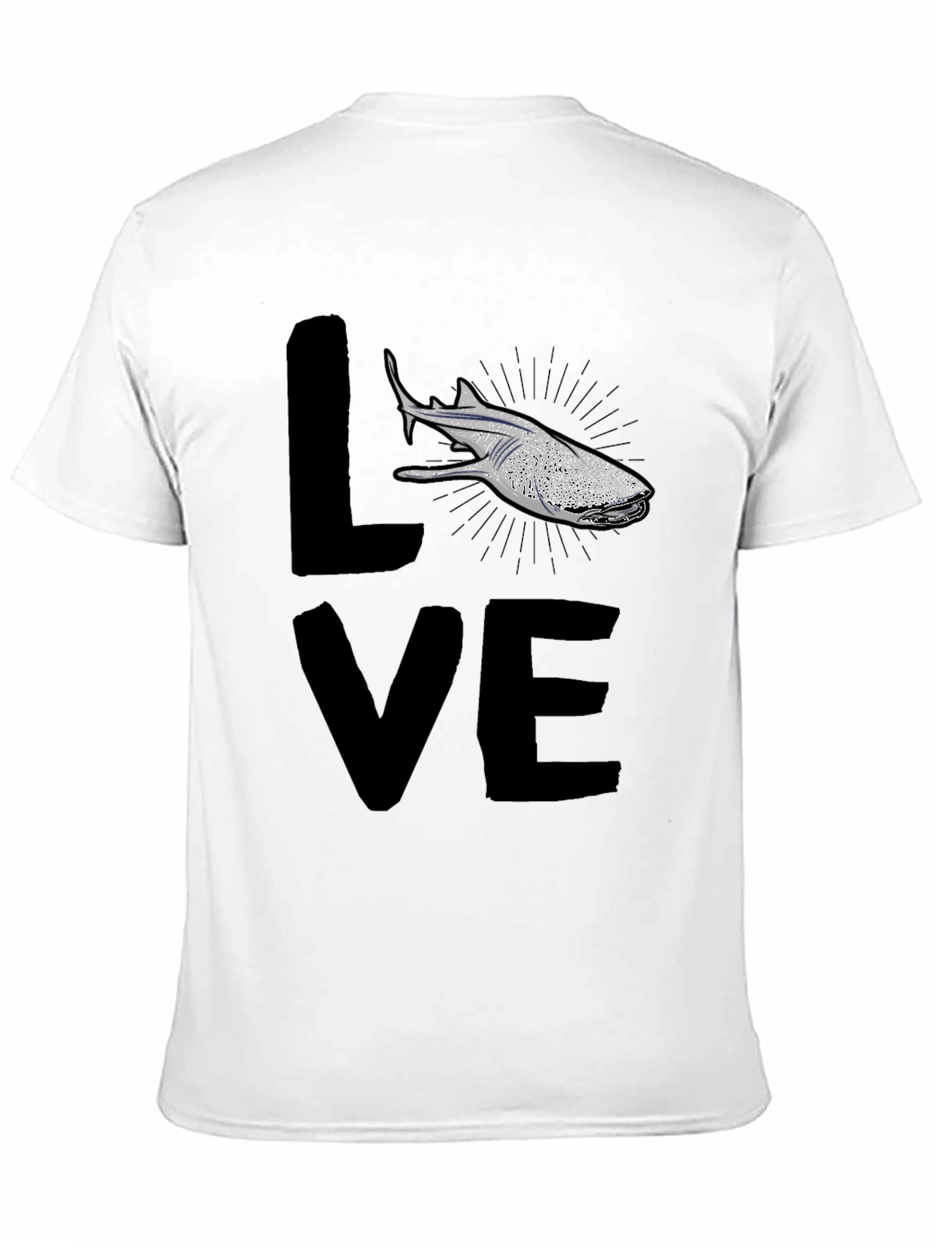 Black Love Shark Graphic T-Shirt, Black Cotton Blend view 11