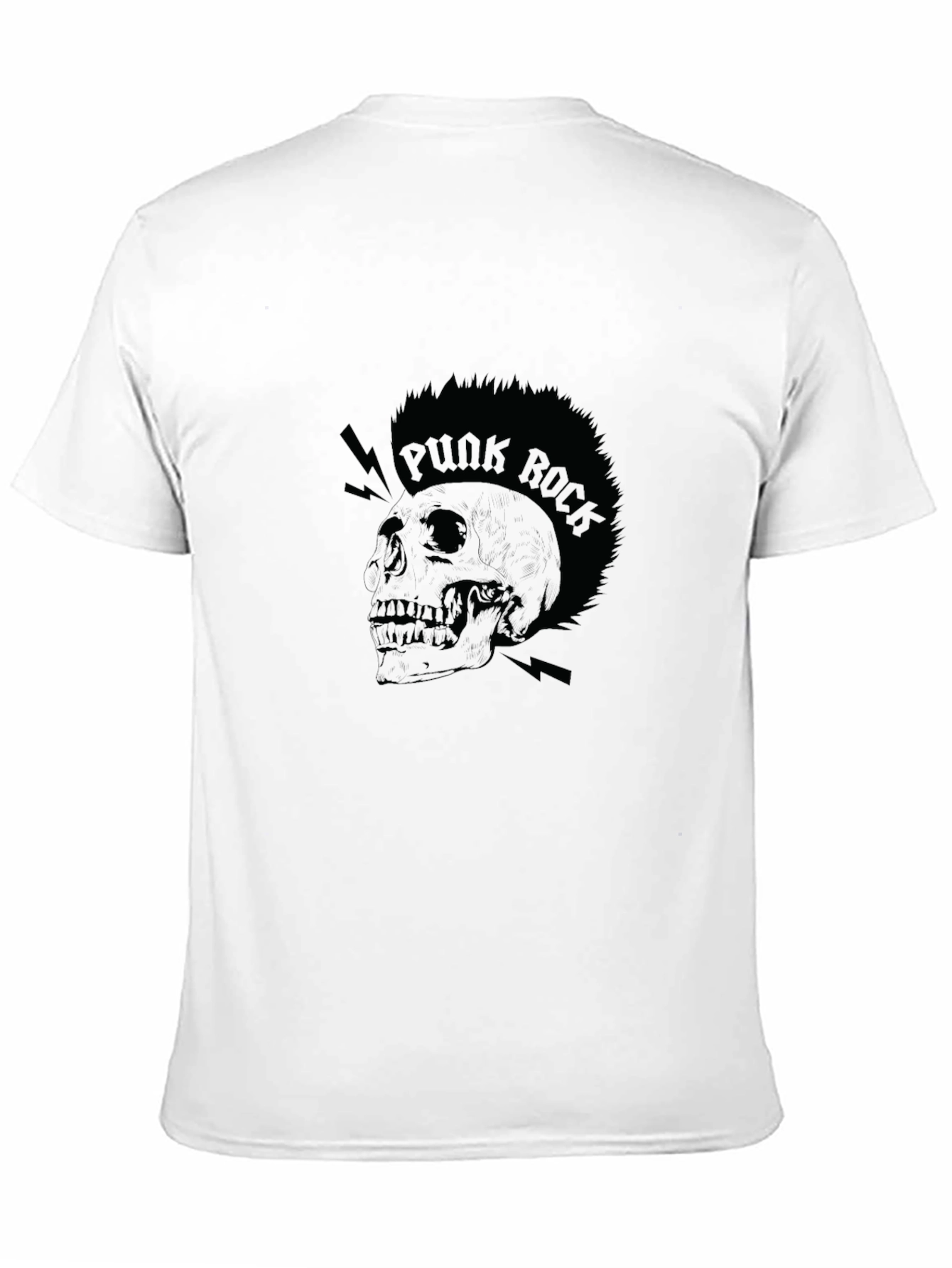 Black Punk Rock Skull Graphic Tee - Black Cotton T-Shirt view 11