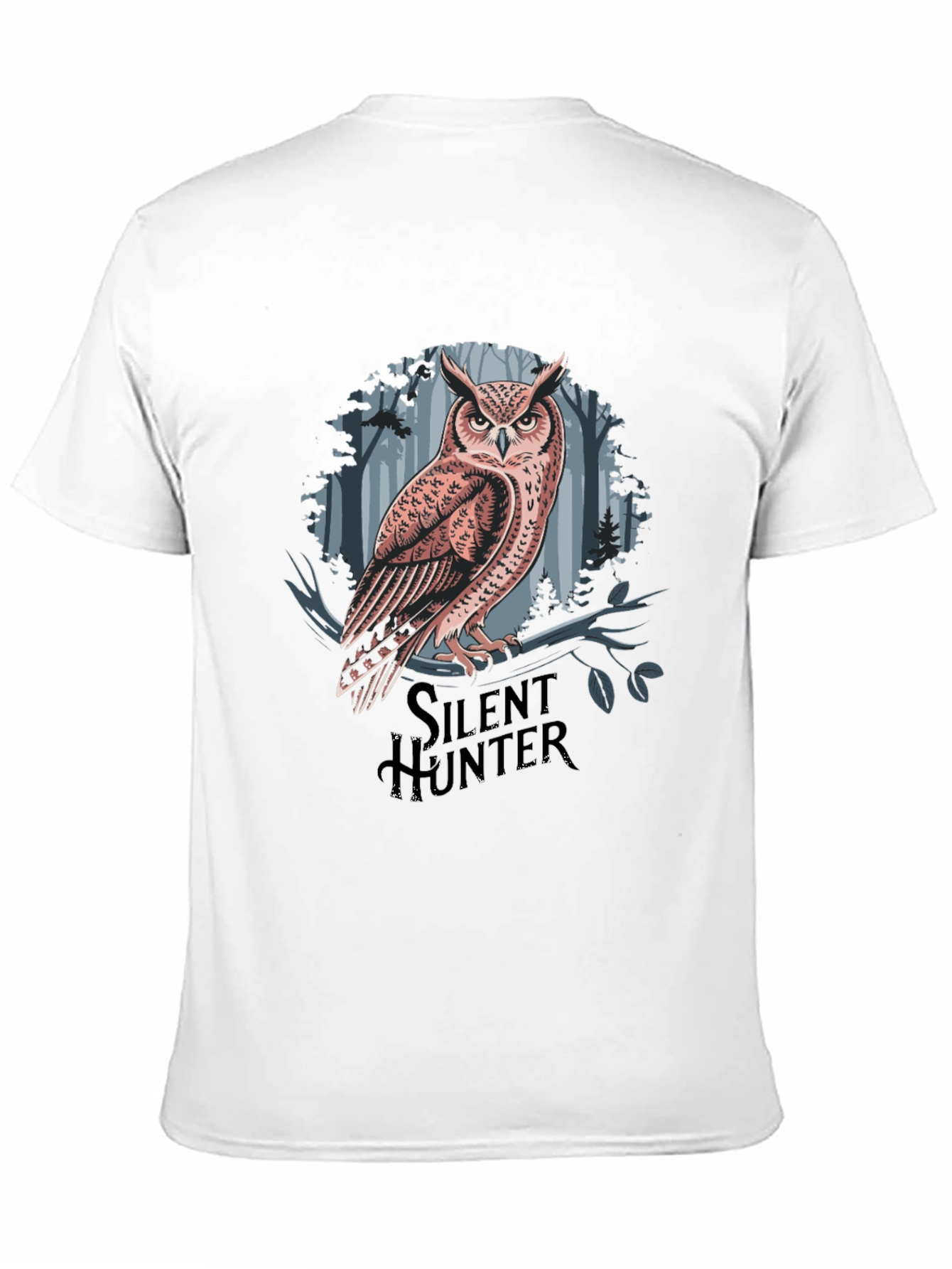 Black Silent Hunter Owl Graphic Tee - Black Cotton Blend view 11