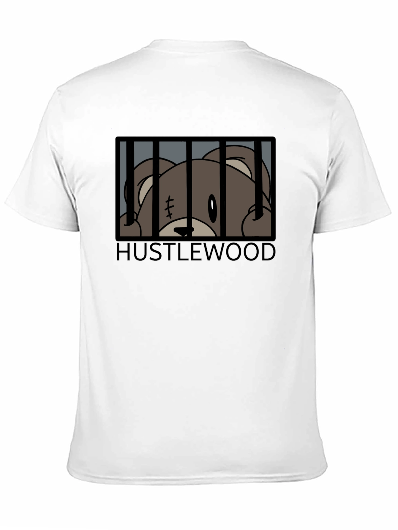 Black Hustlewood Bear Behind Bars Graphic Tee view 11