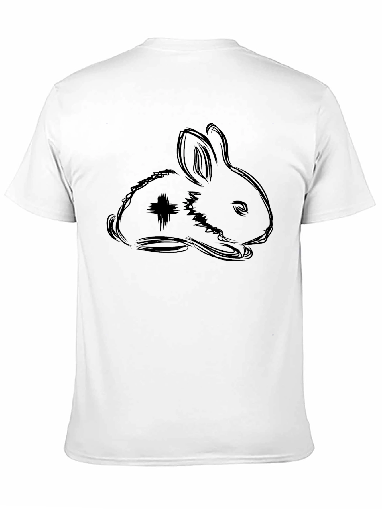 Black Black T-Shirt with Rabbit Graphic view 11