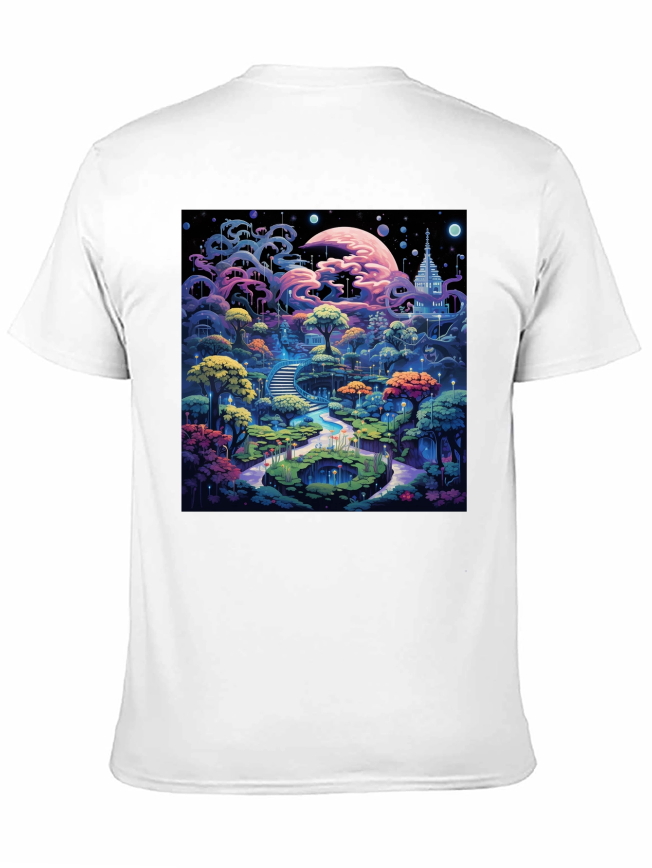 Black Fantasy Landscape Graphic Tee - Black Cotton Blend view 11