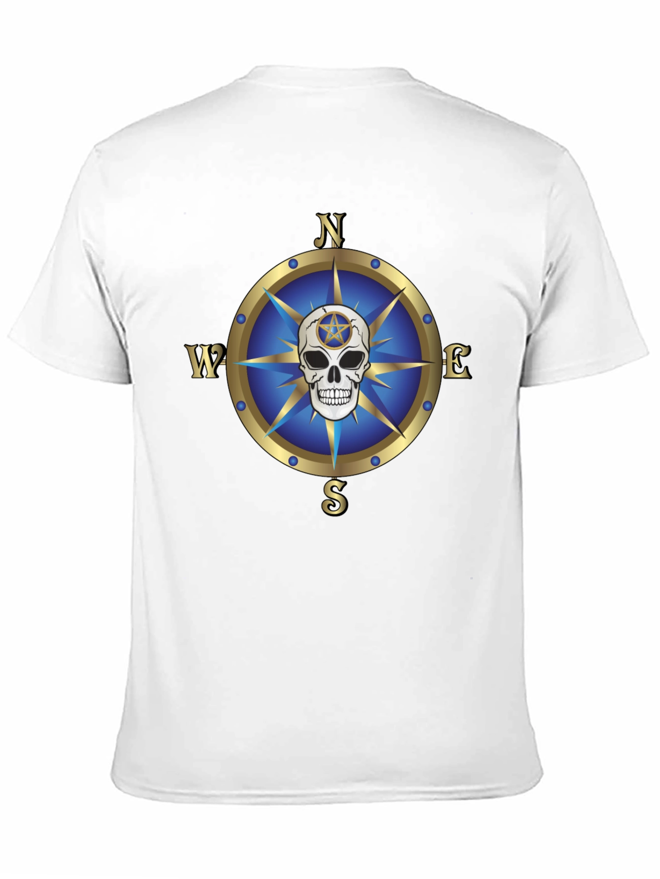 Black Compass Skull Graphic T-Shirt - Bold Black Tee view 11