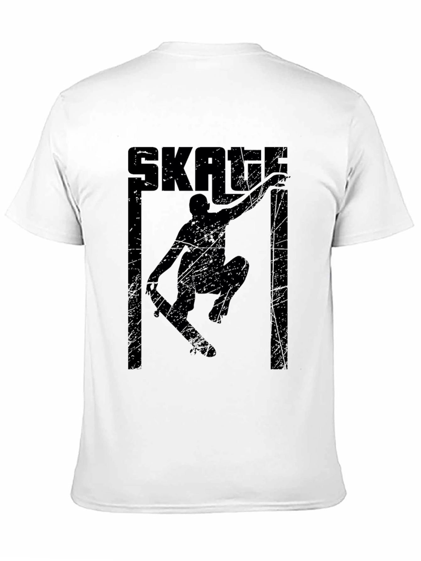 Black Skateboarding Graphic Tee - Black Cotton Skater T-Shirt view 11