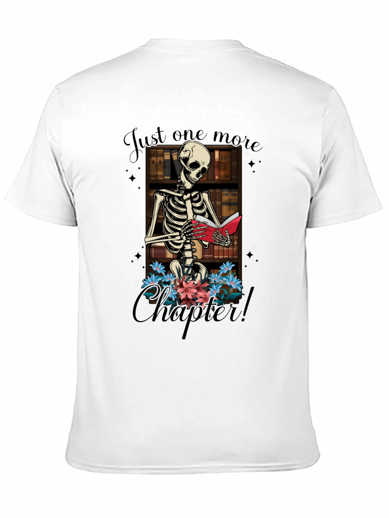 Black Just One More Chapter Skeleton T-Shirt view 11
