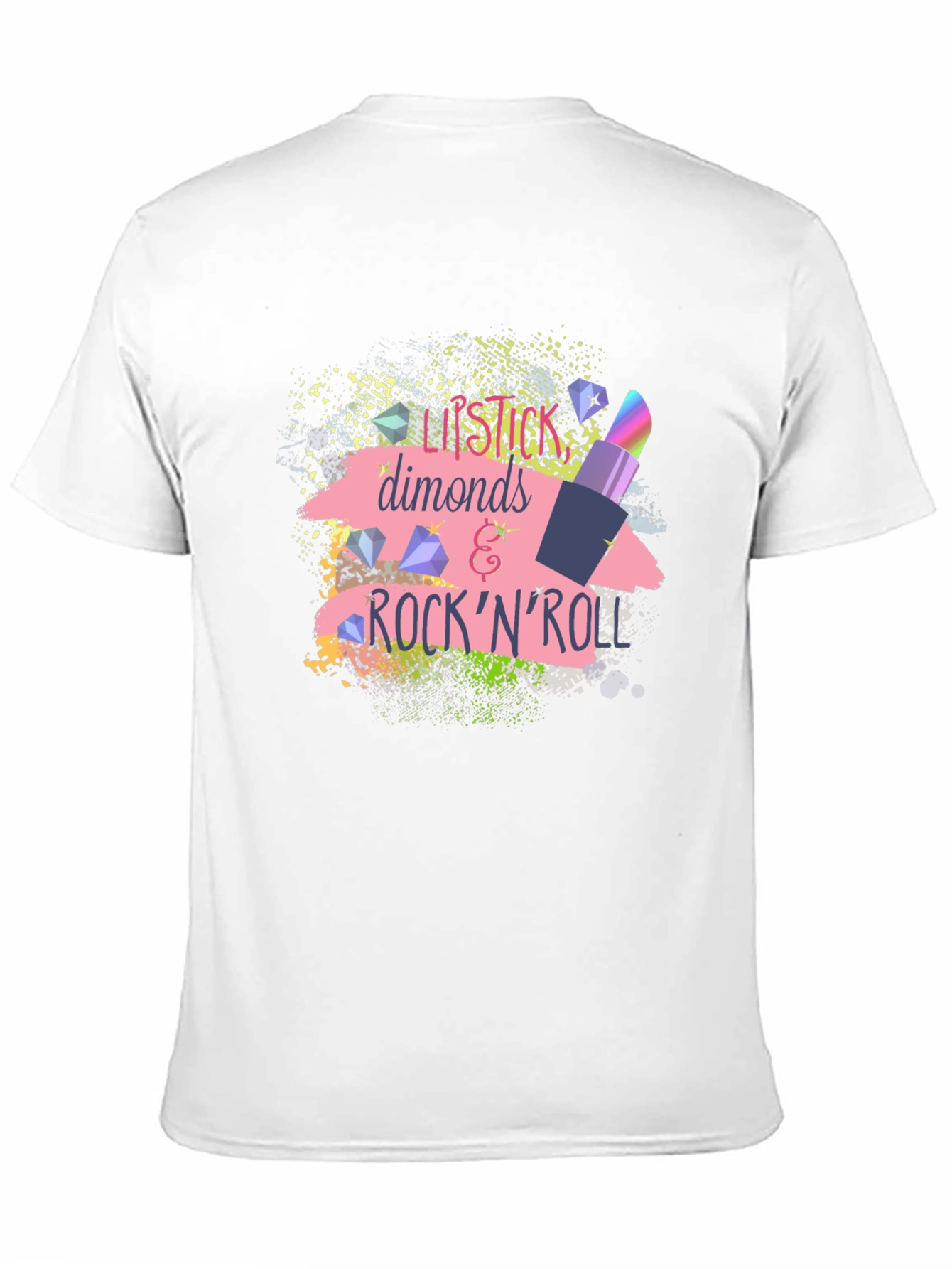 Black Lipstick Diamonds & Rock'n'Roll Graphic T-Shirt view 11