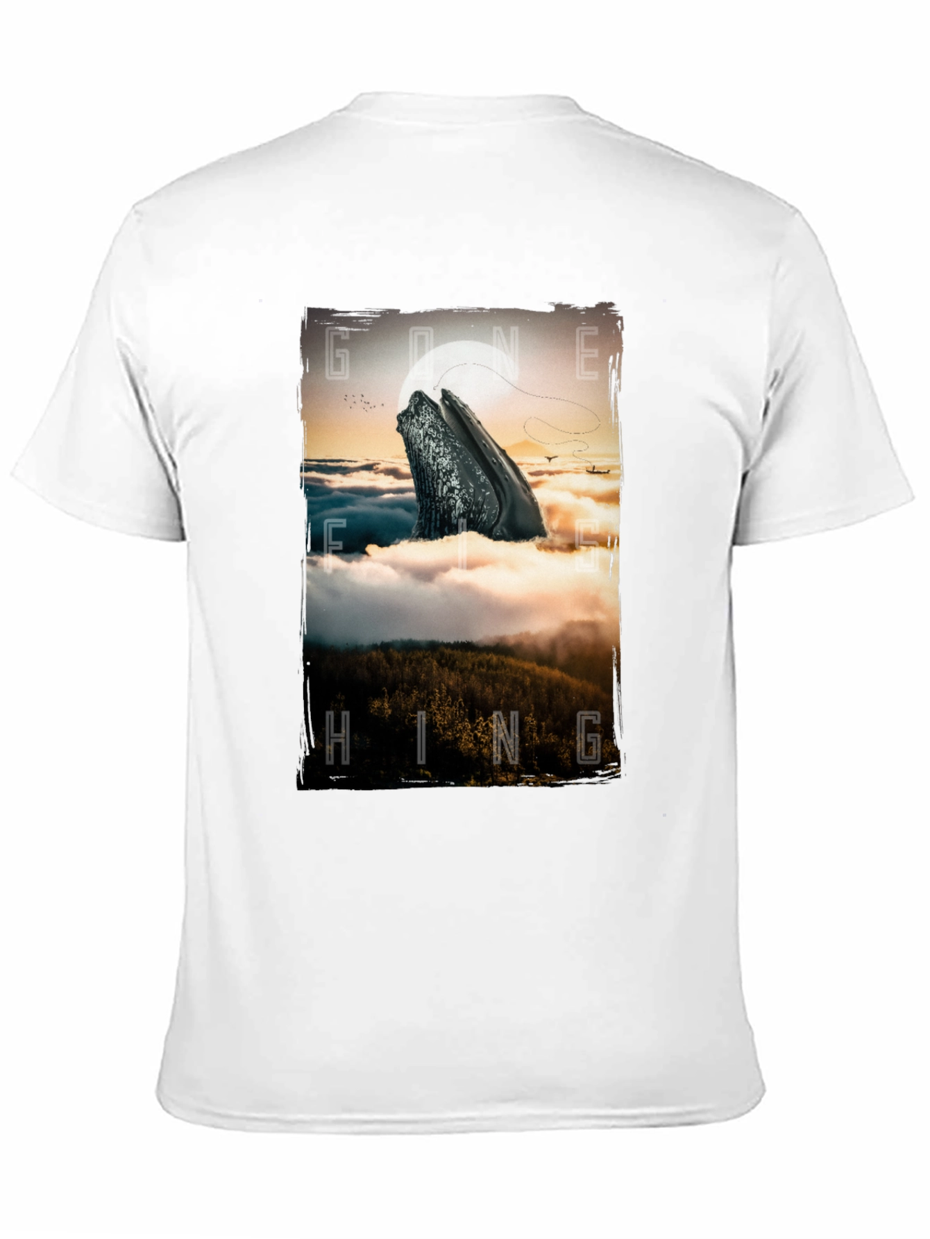 Black Gone Hiking Whale Graphic Tee - Black Cotton T-Shirt view 11