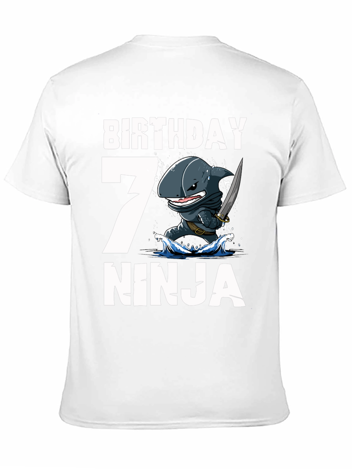 Black Birthday 7 Ninja Shark T-Shirt view 11