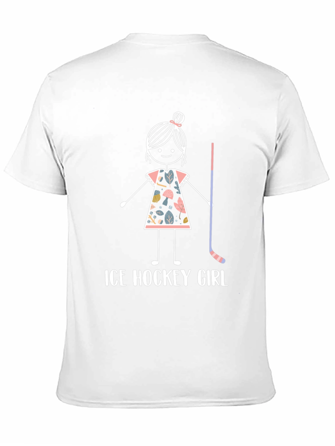 Black Ice Hockey Girl T-Shirt - Cute Stick Figure Design view 11