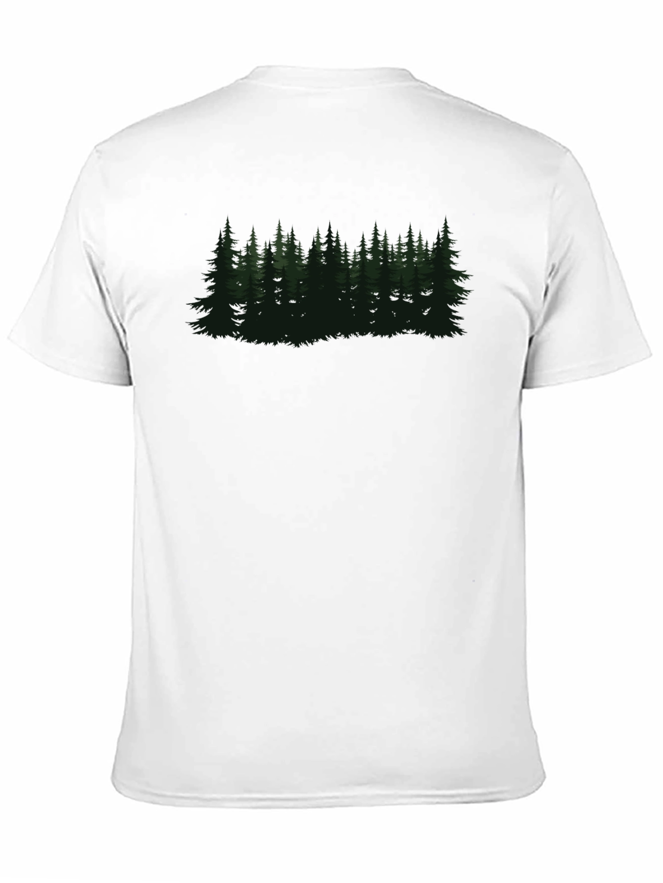 Black Men's Black T-Shirt with Forest Graphic view 11