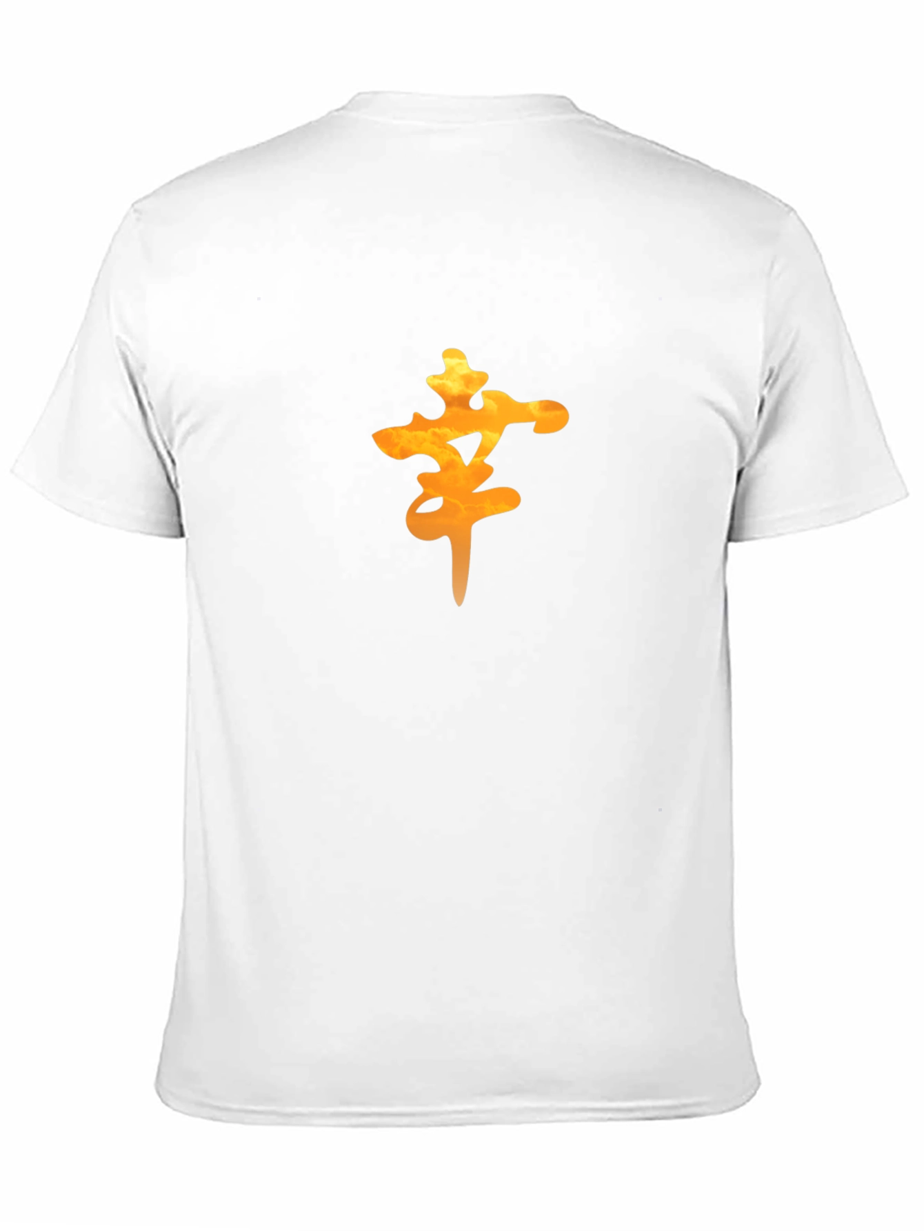 Black Men's Black Tee with Orange Lucky Symbol view 11