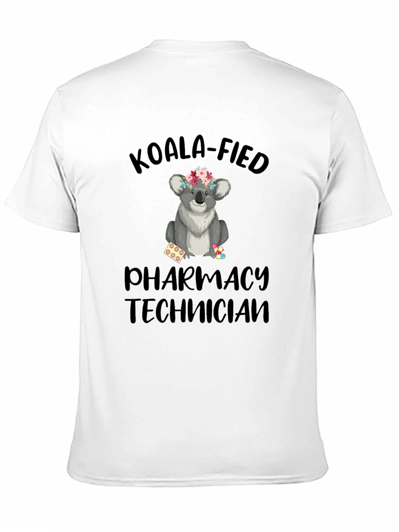 Black Koala-fied Pharmacy Technician Black T-Shirt view 11