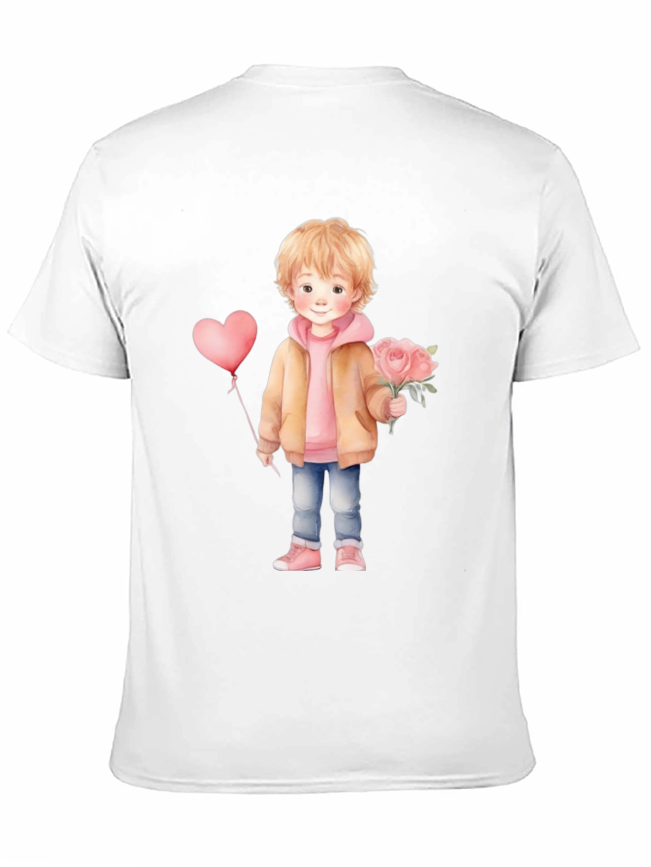 Black Cute Boy with Flowers and Balloon T-Shirt view 11
