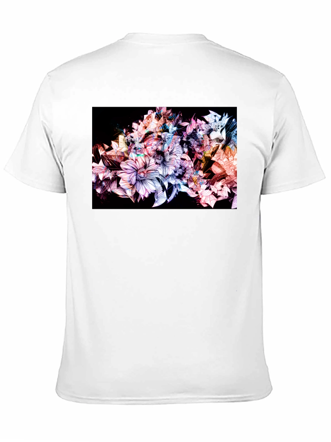 Black Floral Design Black T-Shirt view 11
