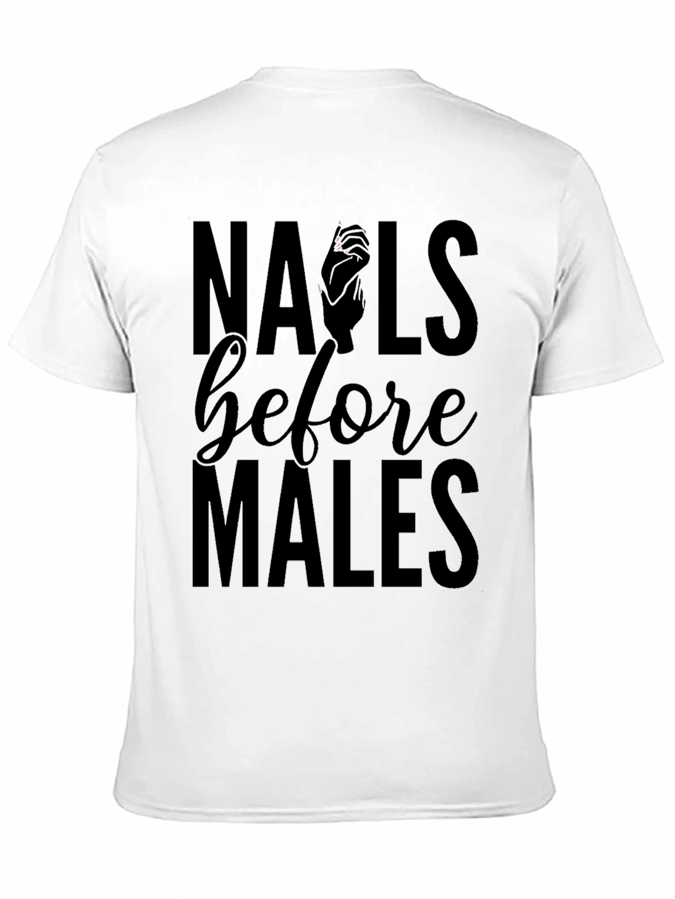 Black Nails Before Males Graphic Tee - Black Cotton T-Shirt view 11