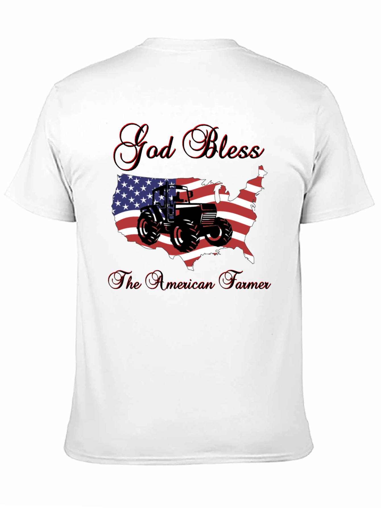 God Bless American Farmer Tractor USA Flag T-Shirt - 11