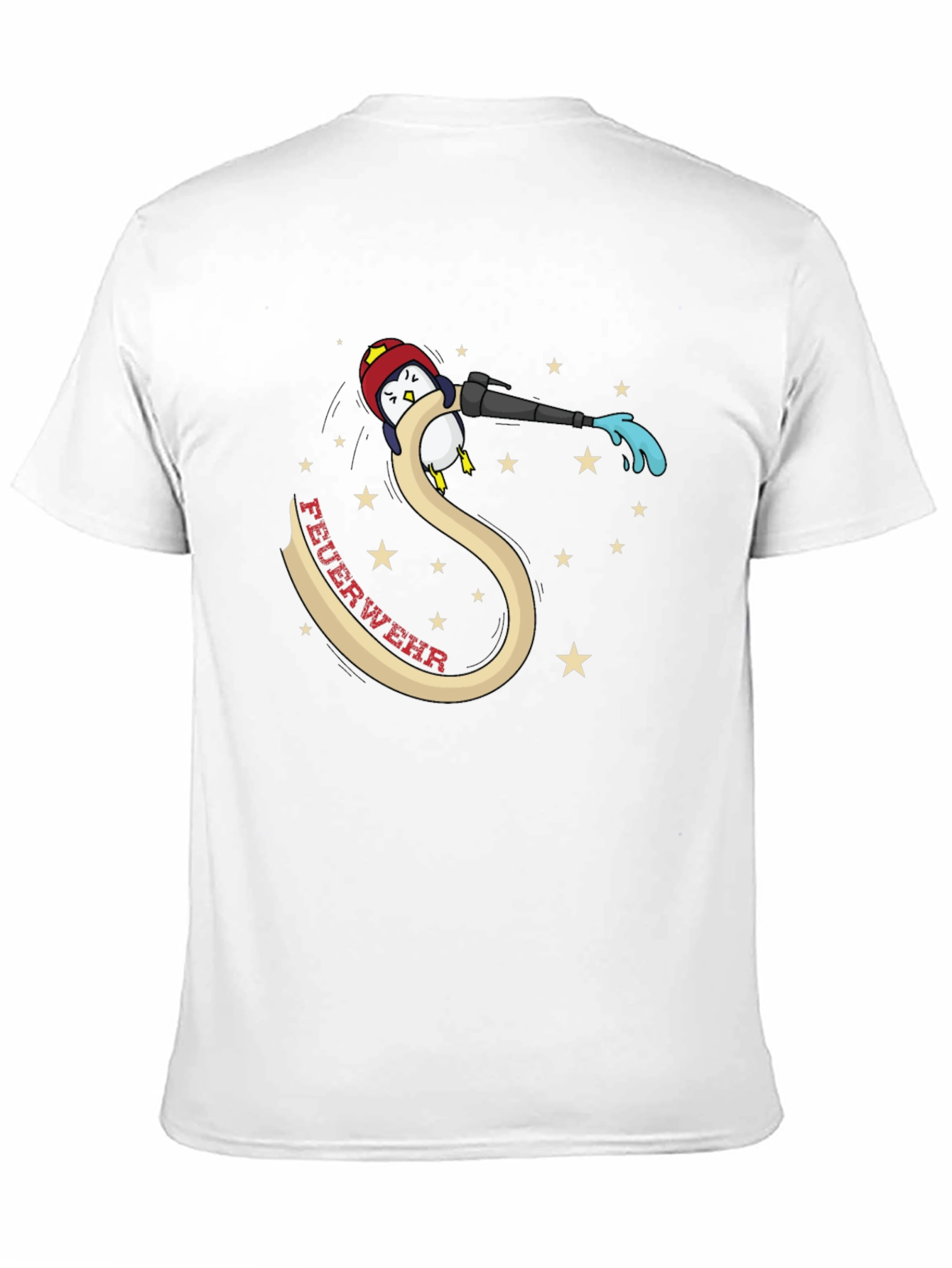 Black Firefighter Penguin Graphic Tee - Black Cotton T-Shirt view 11