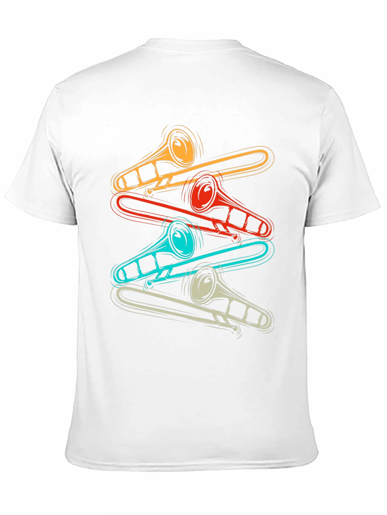 Black Retro Trombone Music Lover T-Shirt view 11